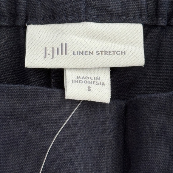 NWT J. Jill Linen Navy Stretch button hem ankle pants - S - Picture 3 of 6